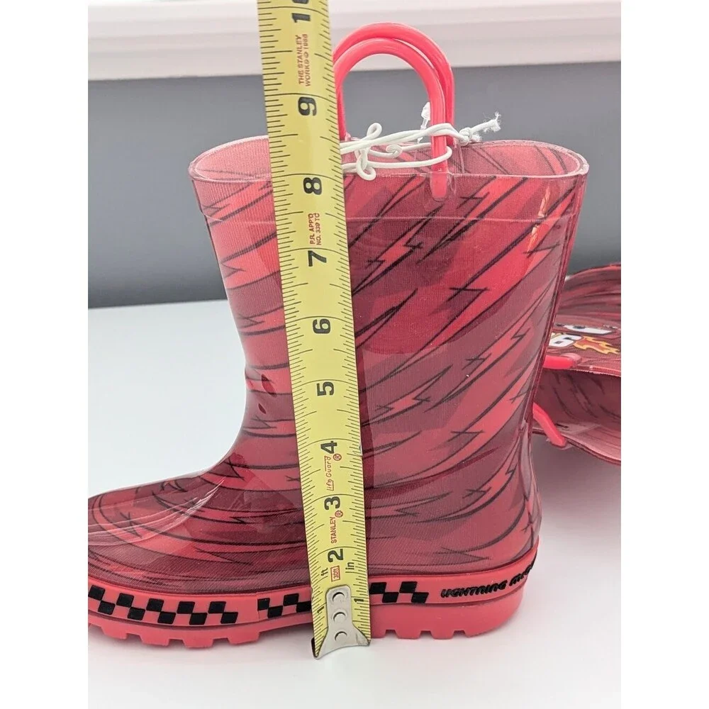 NWOT Disney Pixar Cars Lightning McQueen Kids (Size 11/12) Rain Boots w/Handles